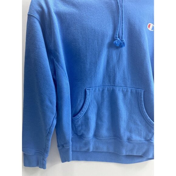 Champion Blue Pullover Hoodie Drawstring Sweatshirt Size Medium Pre-Owned Great - Picture 9 of 12